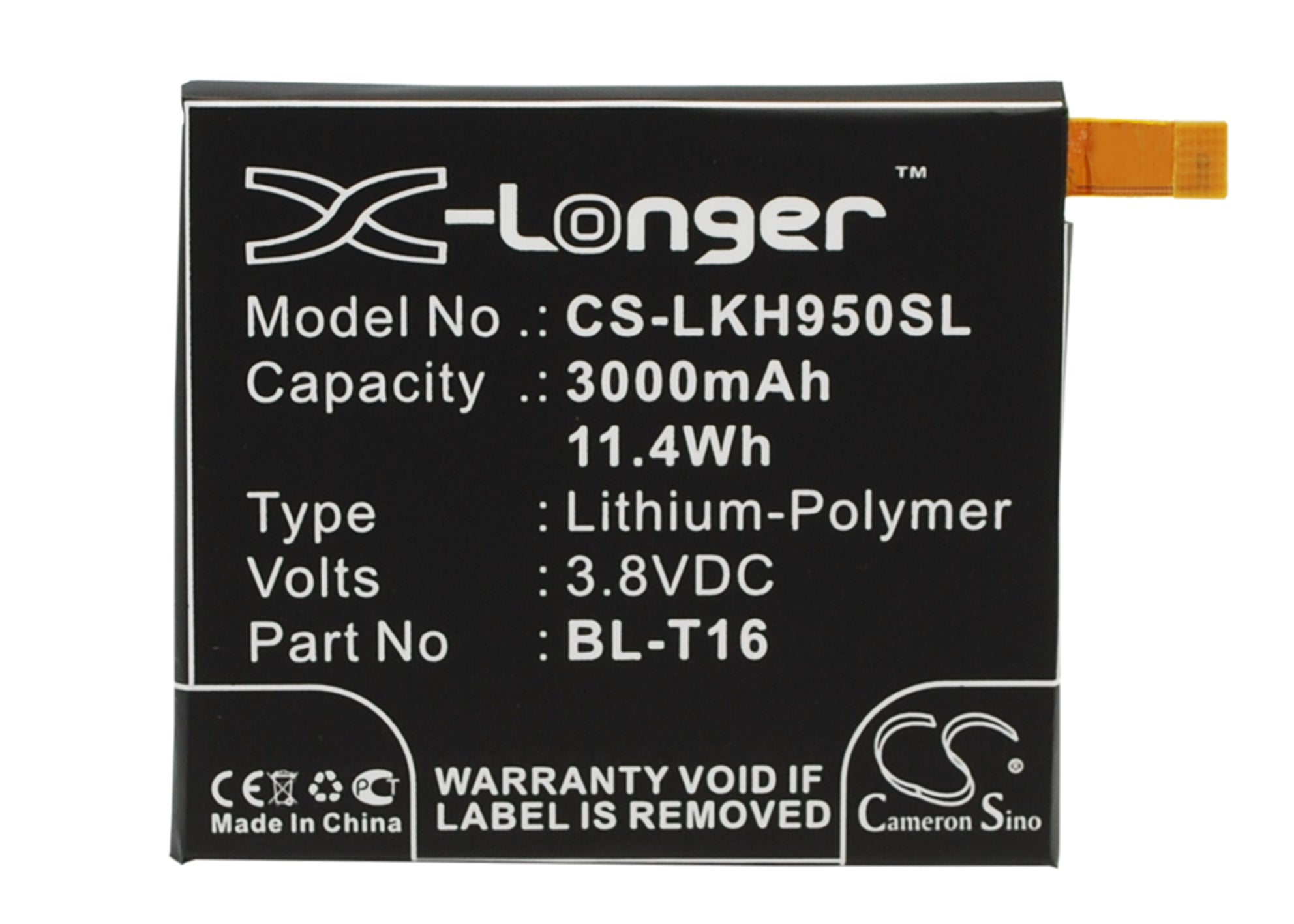 3000mAh BL-T16 Replacement Battery for LG G Flex 2 - H955, LS996, H950, US995, H959 Smartphones (EAC62718201)
