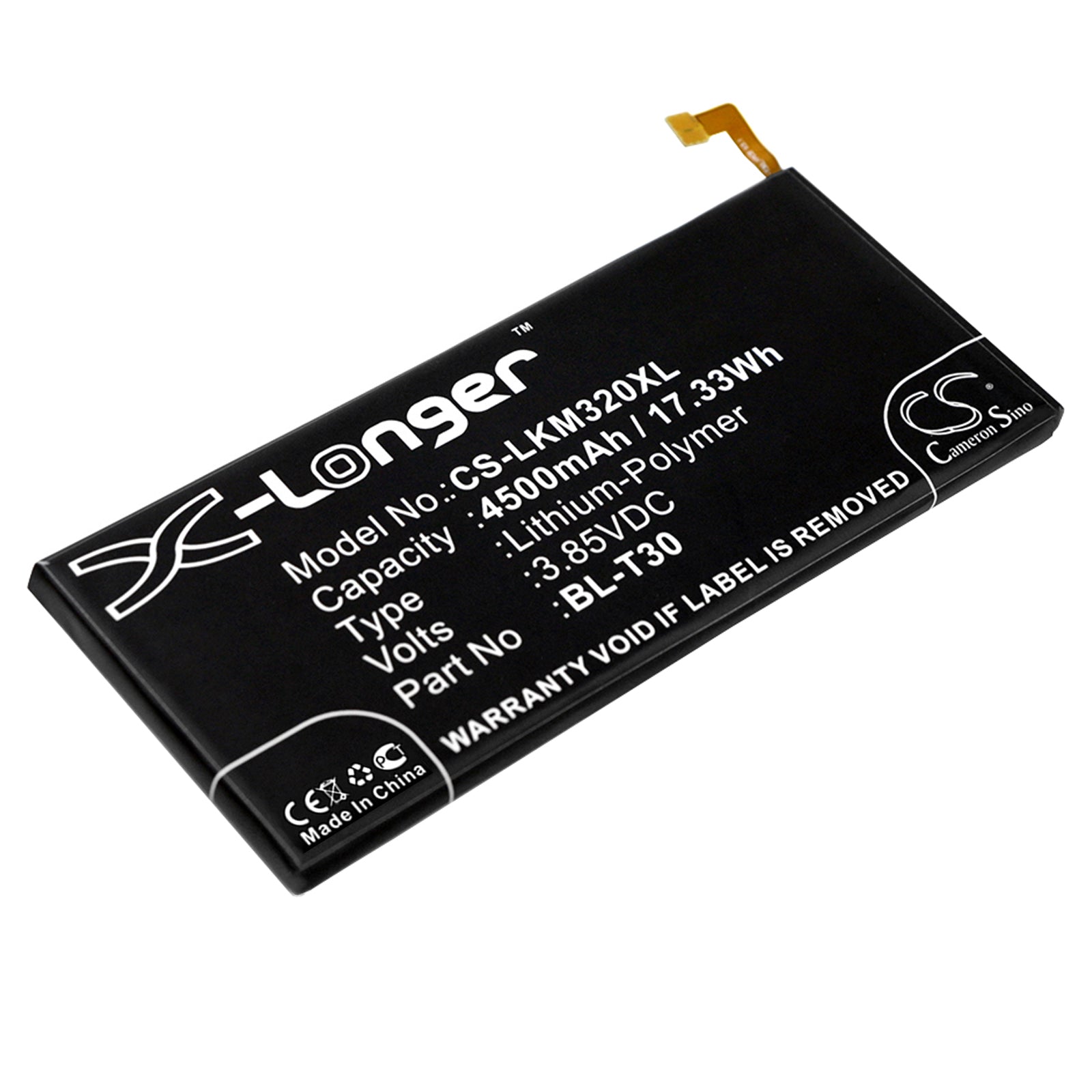 LG K10 Power Battery Replacement: 4500mAh, Extended Life, 3.85V Li-Polymer, X Power 2 Compatible
