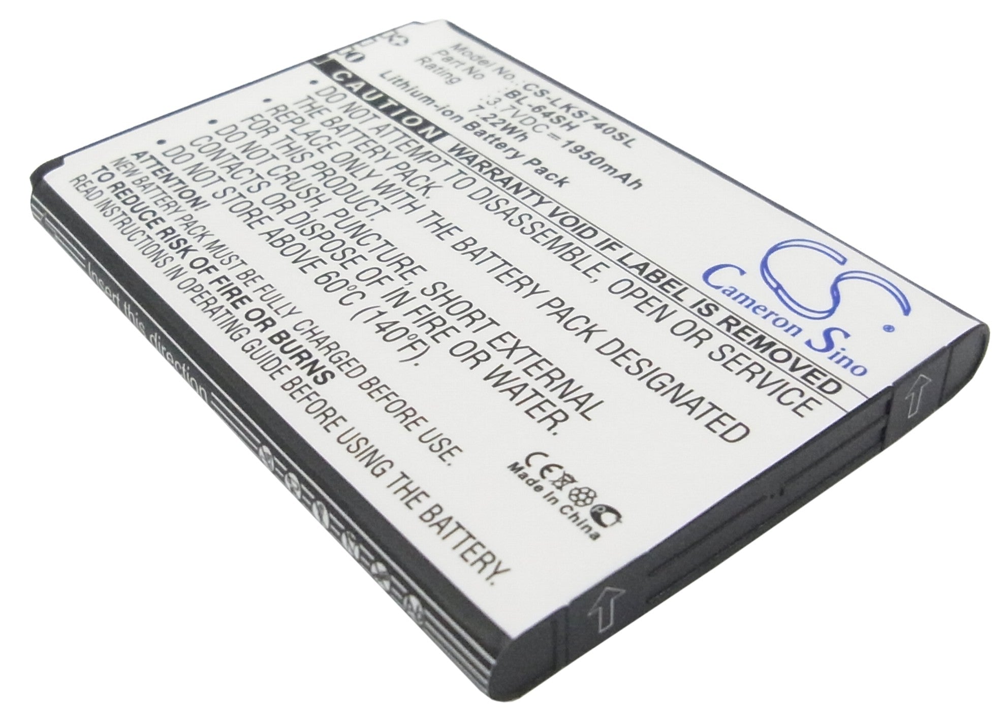 1950mAh Replacement Battery for LG Volt 2, Optimus C70 & LS751 (BL-64SH) - 3.7V Li-ion - Extended Life, Guaranteed Compatibility
