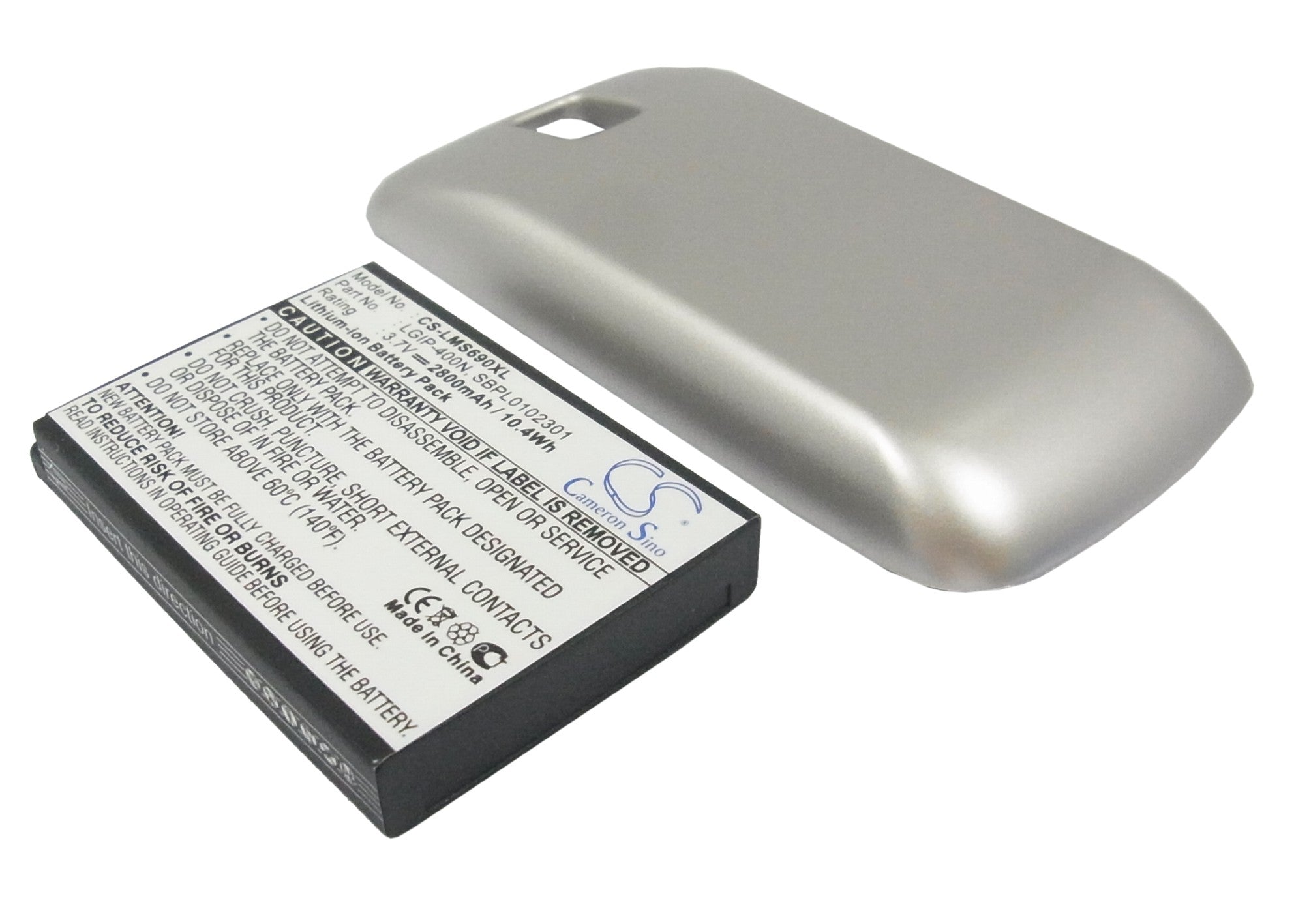 2800mAh Extended Battery for LG Optimus M MS690 - 3.7V Li-ion Replacement Battery (LGIP-400N)
