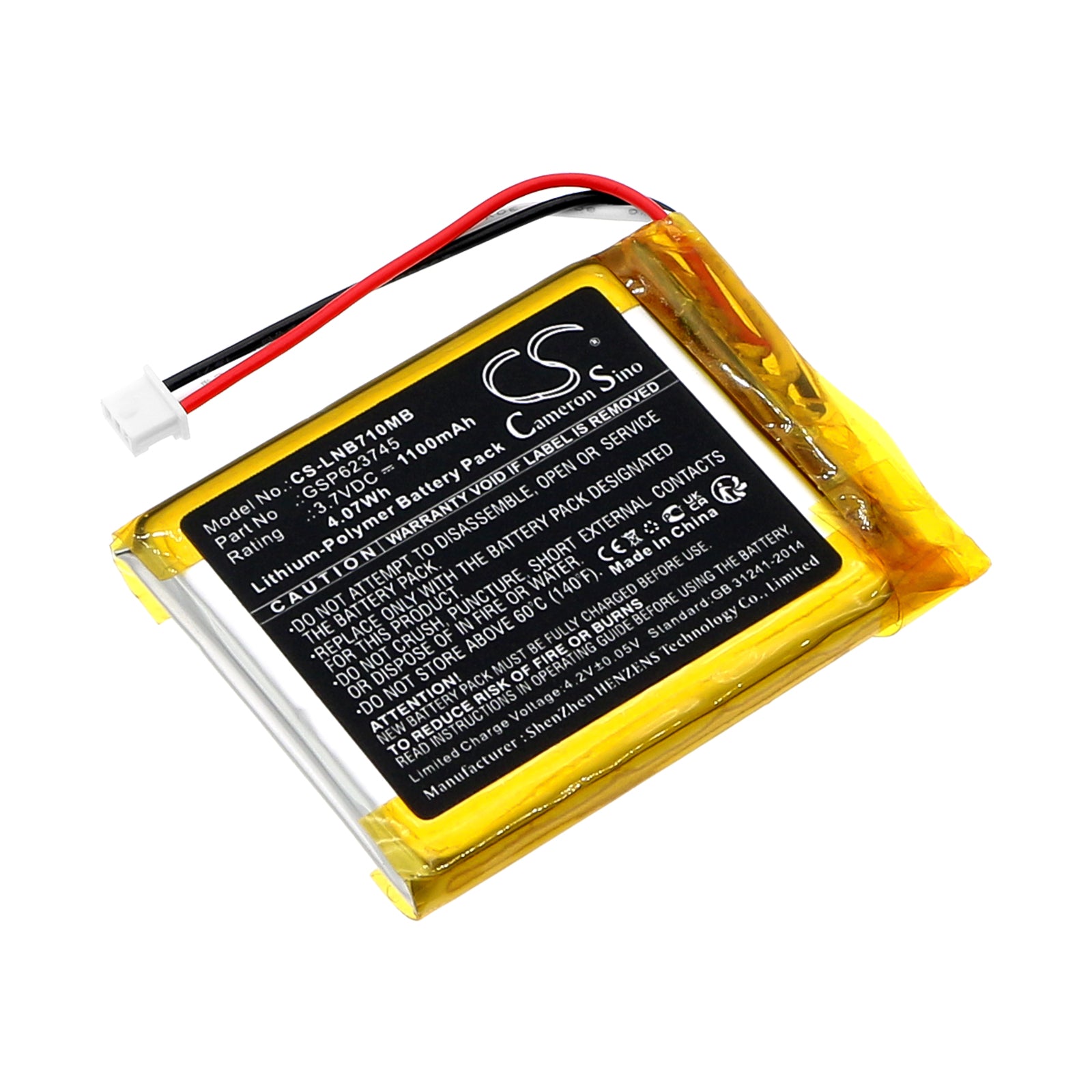 1100mAh Replacement Battery for Lionelo Babyline 7.1 Monitor - Li-Polymer 3.7V, 47.5x36.5x6mm - Extended Life
