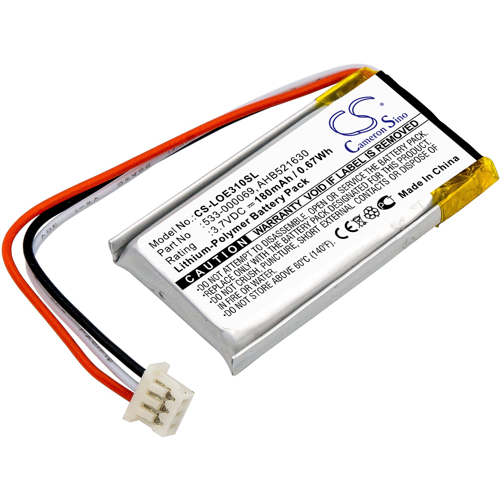 180mAh 3.7V Li-Polymer Replacement Battery for Logitech UE310, G304, MX Vertical Mouse & H600 Wireless Headset 
