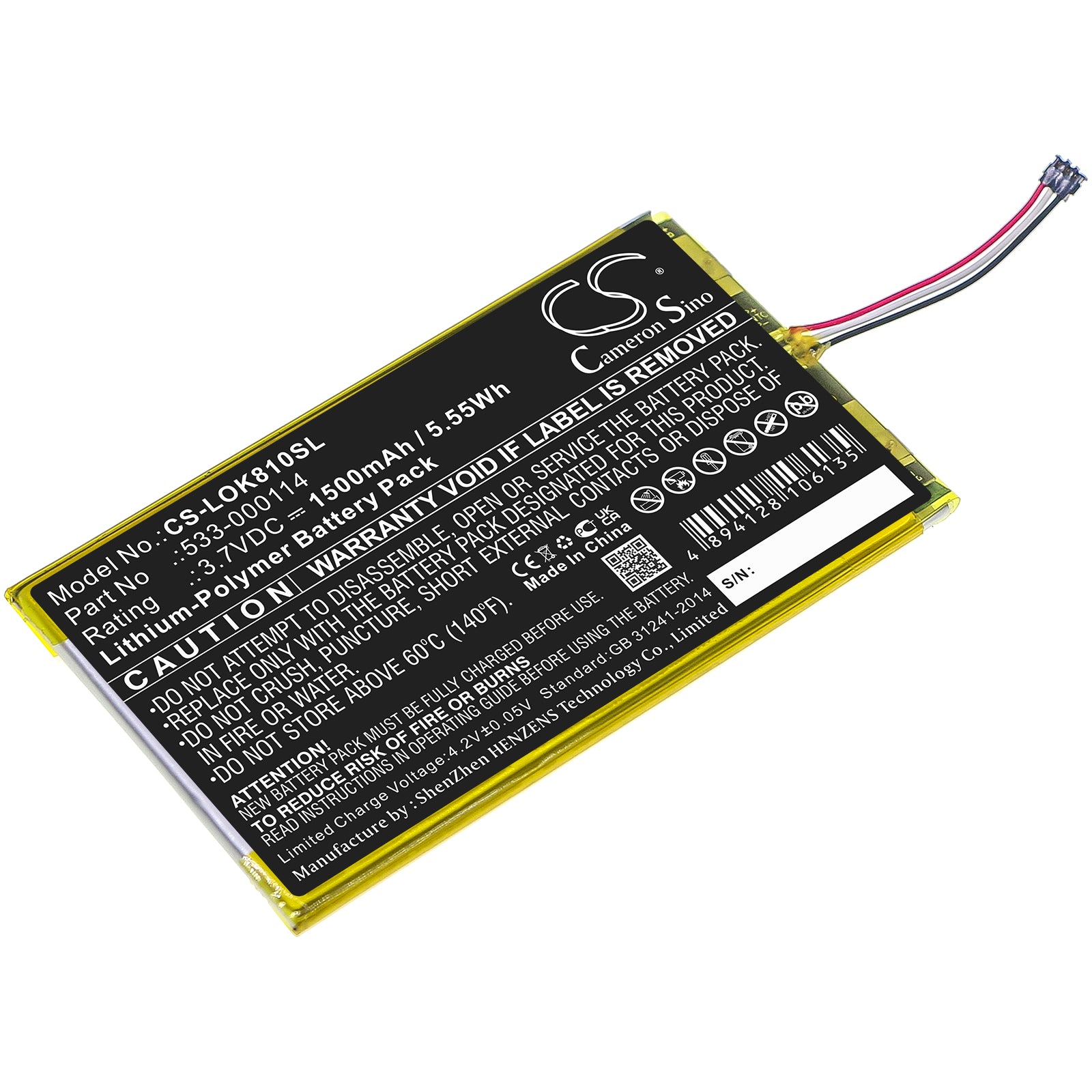 Replacement Battery for Logitech K810 Illuminated Keyboard & Mouse, 3.7V 1500mAh Li-Polymer
