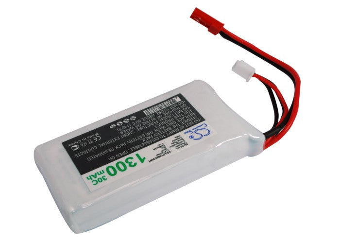 7.4V 1300mAh 30C LiPo Battery Pack for RC Airplane & Helicopter, Compact Size (70.54x35.28x15.66mm)
