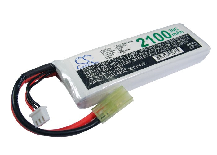 7.4V 2100mAh LiPo RC Battery for Tanks - CS-LP2102C30R6, 30C Discharge, 15.54Wh, 104x34x15mm
