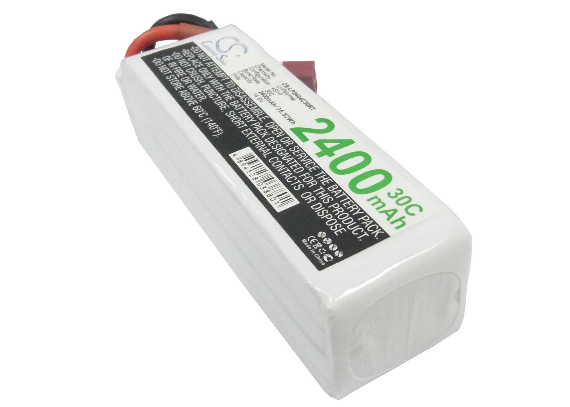 2400mAh 14.8V Li-Po Battery - RC Robot RTR Power: CS-LP2404C30RT (105x34x36mm)
