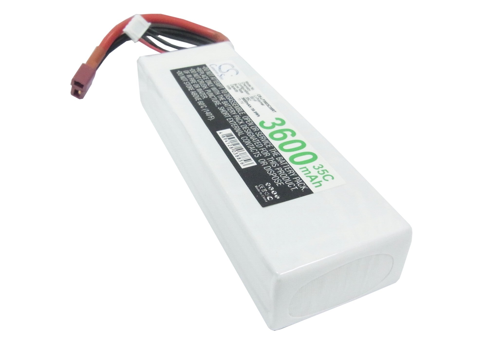 3600mAh 11.1V LiPo Battery for RC Airplanes, Cars & Boats: CS-LP3603C35RT (137x42x22mm) 39.96Wh
