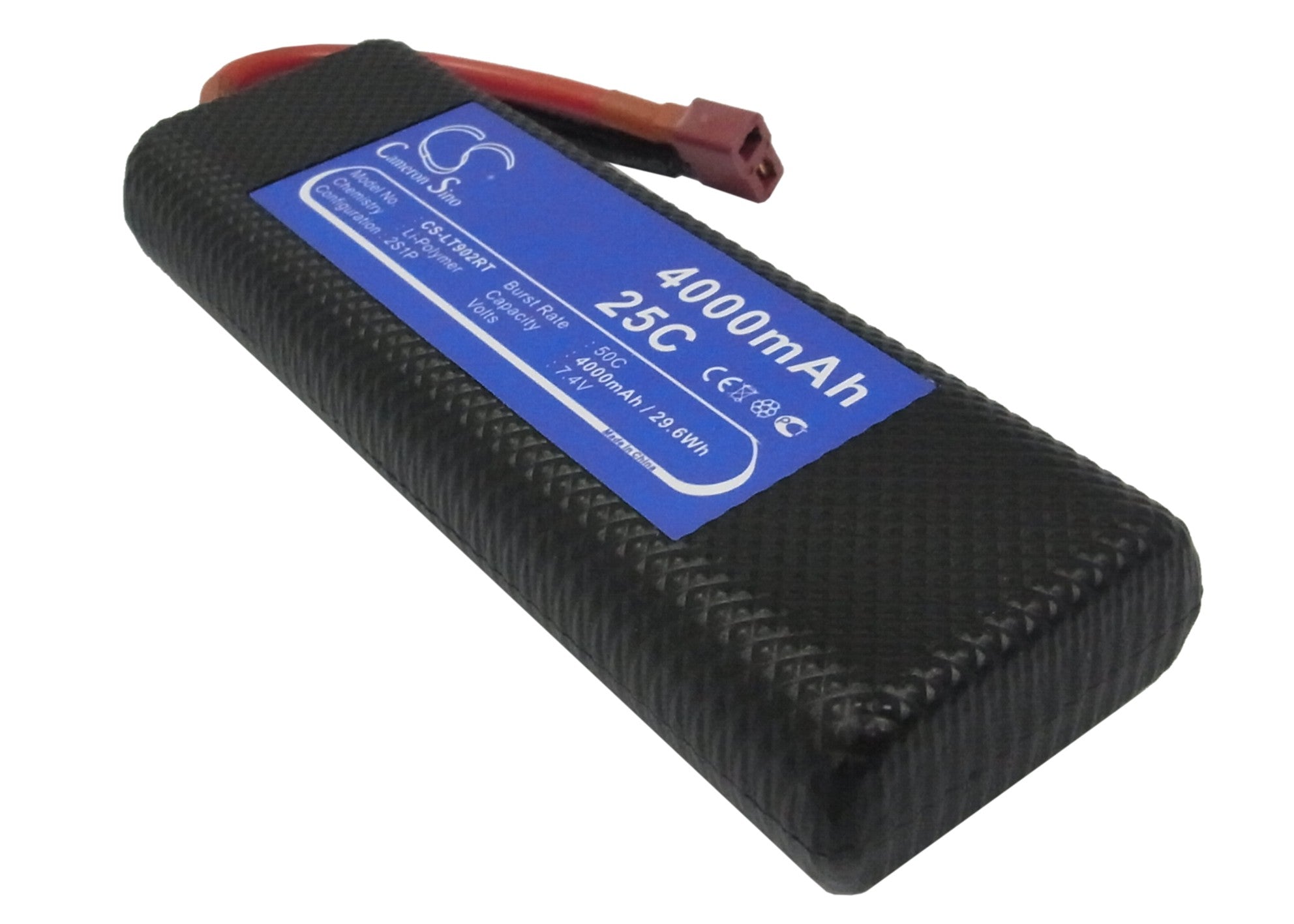 7.4V 4000mAh LiPo Battery Pack for RC Car - 29.6Wh, 138.5x47x22mm - CS-LT902RT Compatibility

