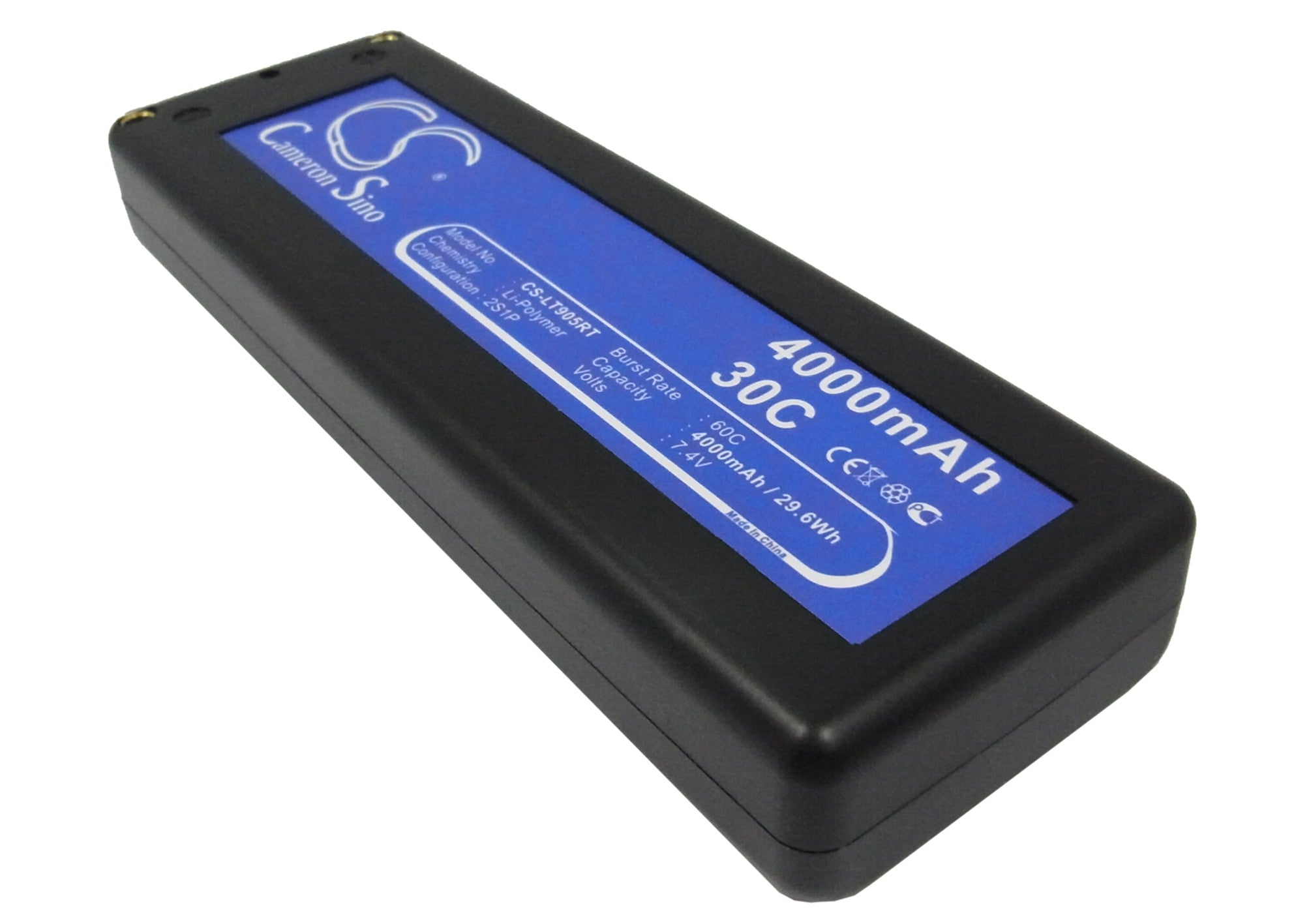 7.4V 4000mAh LiPo Battery for RC Cars - CS-LT905RT - 138.5x47x22mm Size, 29.6Wh Power
