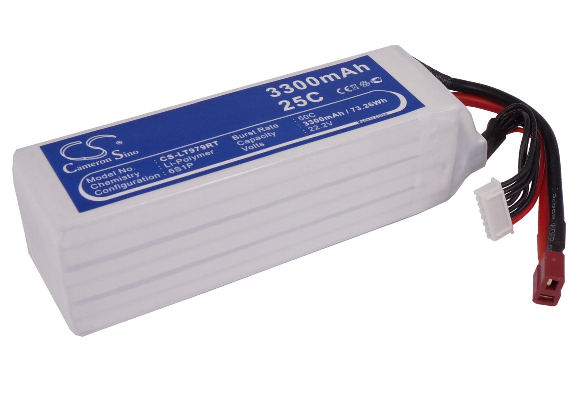 22.2V 3300mAh LiPo Battery for CS-LT979RT RC Cars - 137.32x42.48x41.46mm Dimensions, 73.26Wh High-Power Pack
