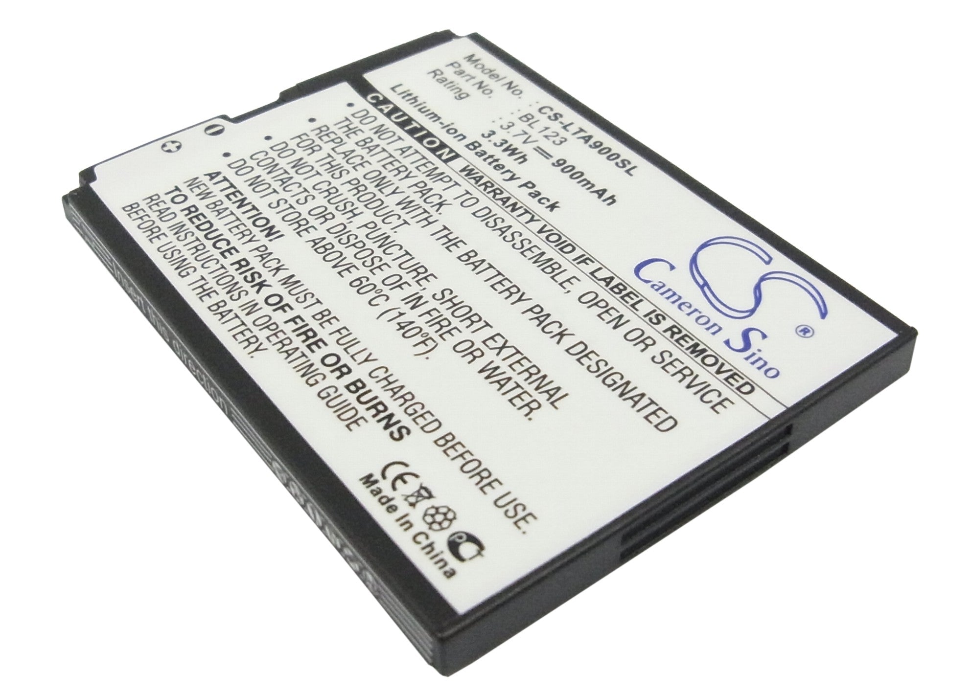 900mAh Replacement Battery for Lenovo A900 Smartphone, 3.7V Li-ion, Mobile Phone Power, BL123
