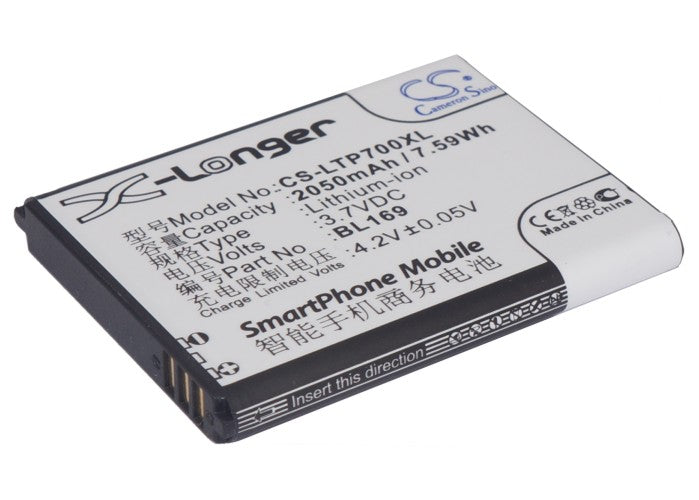 2050mAh Replacement Battery for Lenovo P70 S560 A789 - BL169 3.7V Li-Polymer Cell Phone Battery
