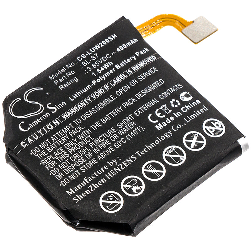 400mAh Replacement Battery for LG Watch Urbane 2nd Edition LTE W200 W280 Smartwatch (BL-S7, 3.85V, 1.54Wh) - Repair/Power Solution
