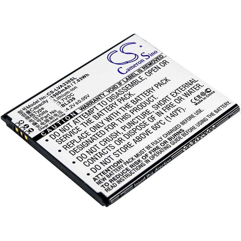 1900mAh Replacement Battery for Lenovo A330E, A399, A3500, A3500-HV Smartphones - BL239 Li-ion 3.7V
