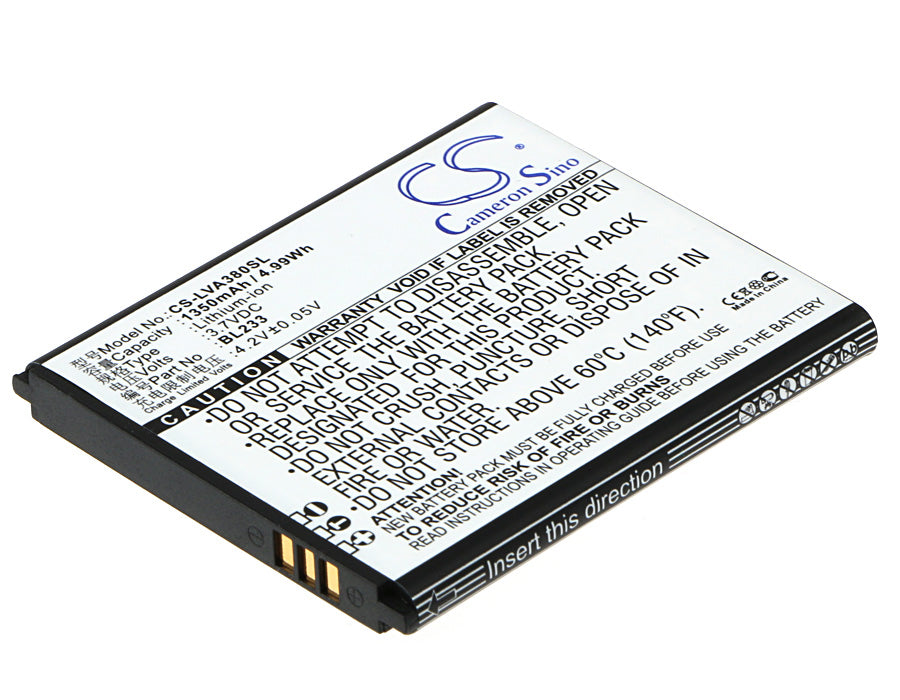 1350mAh Replacement Battery for Lenovo A3600-D, A3800-D, A2800-D, A1000-A Phones - 3.7V Li-ion