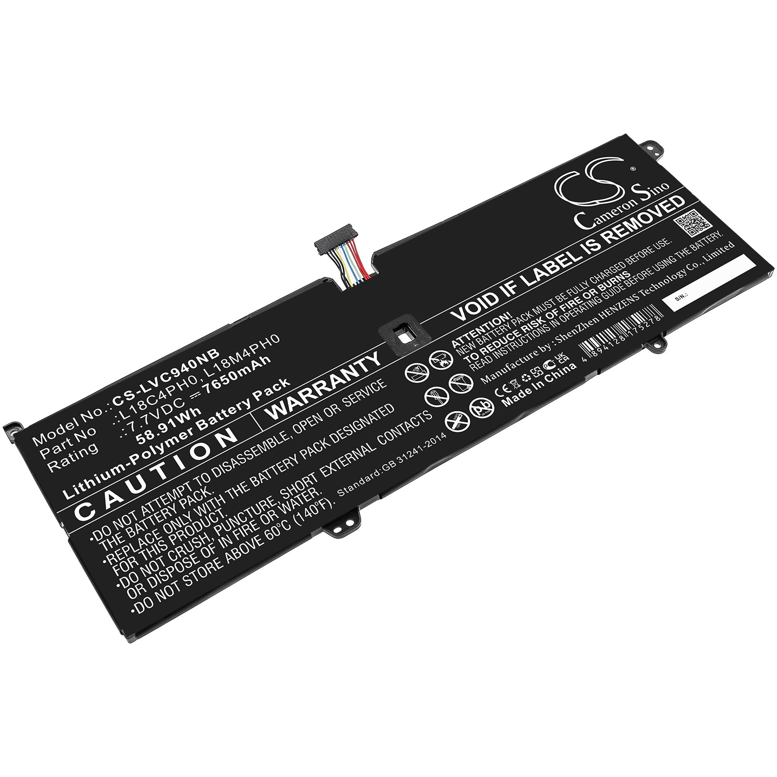7.7V 58.91Wh 7650mAh Li-Polymer Replacement Battery for Lenovo Yoga C940-14IIL Laptop Series

