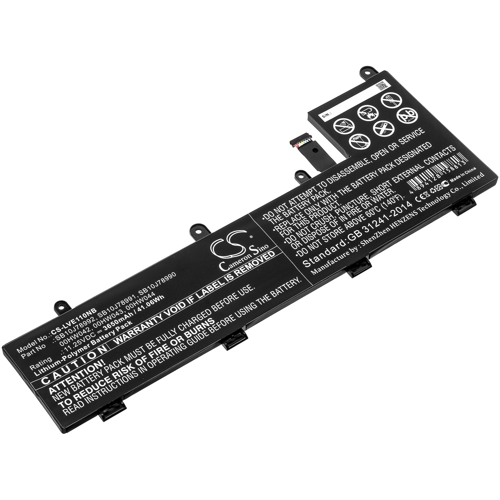 41.06Wh Laptop Battery for Lenovo ThinkPad Yoga 11e Series - 11.25V 3650mAh Li-Polymer - Replacement Battery
