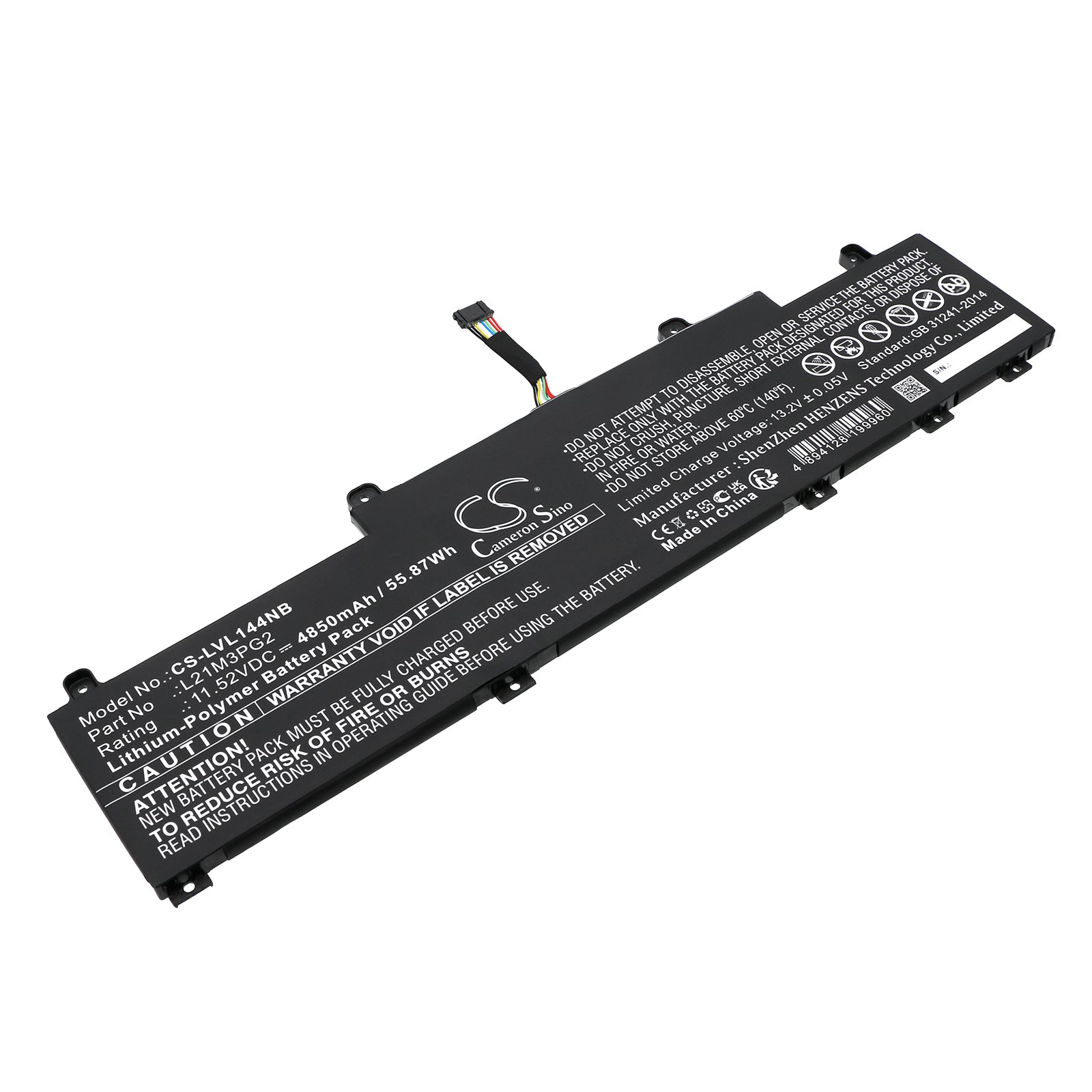 55.87Wh 4850mAh Battery for Lenovo ThinkPad L14/L15 Gen 3/Gen 4 & C14 Chromebook - 11.52V Li-Polymer