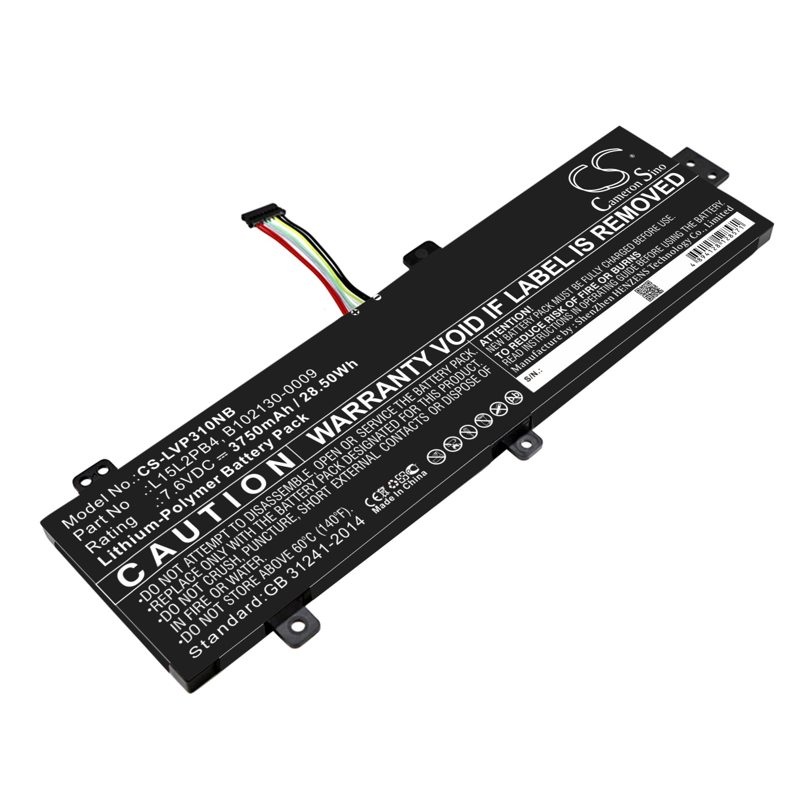 28.5Wh 7.6V Li-Polymer Replacement Battery for Lenovo IdeaPad 310-15 Series Laptops
