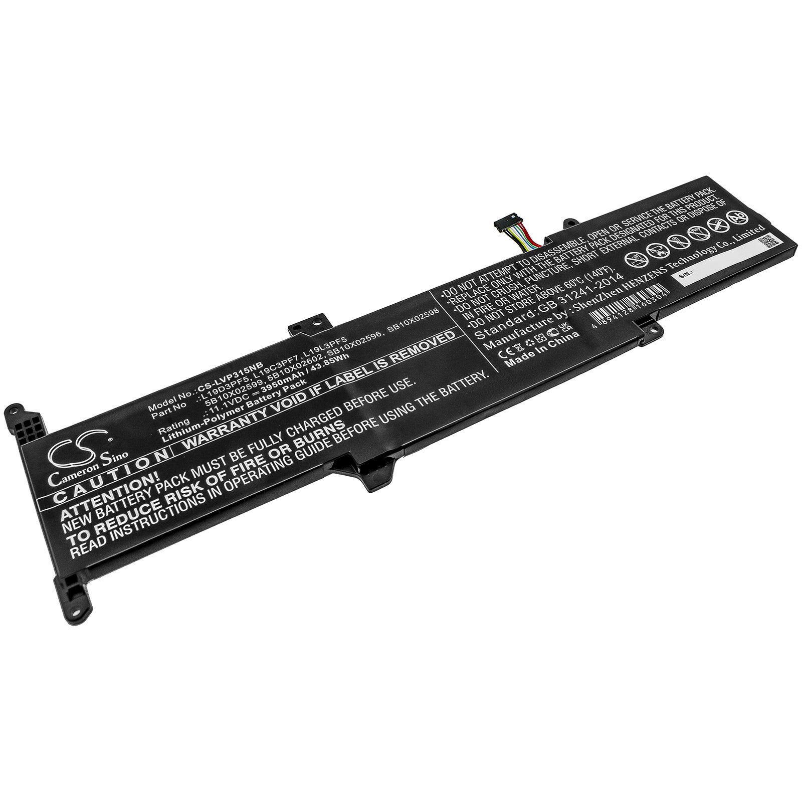 3950mAh Replacement Battery for Lenovo Ideapad 3-14/15 Series - 11.1V 43.85Wh Li-Polymer - Compatible Models Listed
