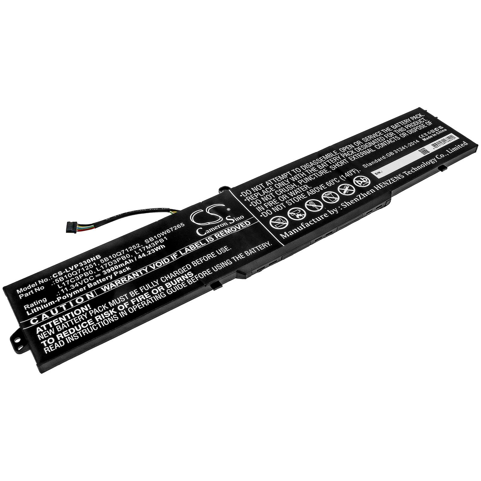 44.23Wh Replacement Battery for Lenovo IdeaPad 330-15ICH, 330-17ICH Laptops - 3900mAh 11.34V Li-Polymer
