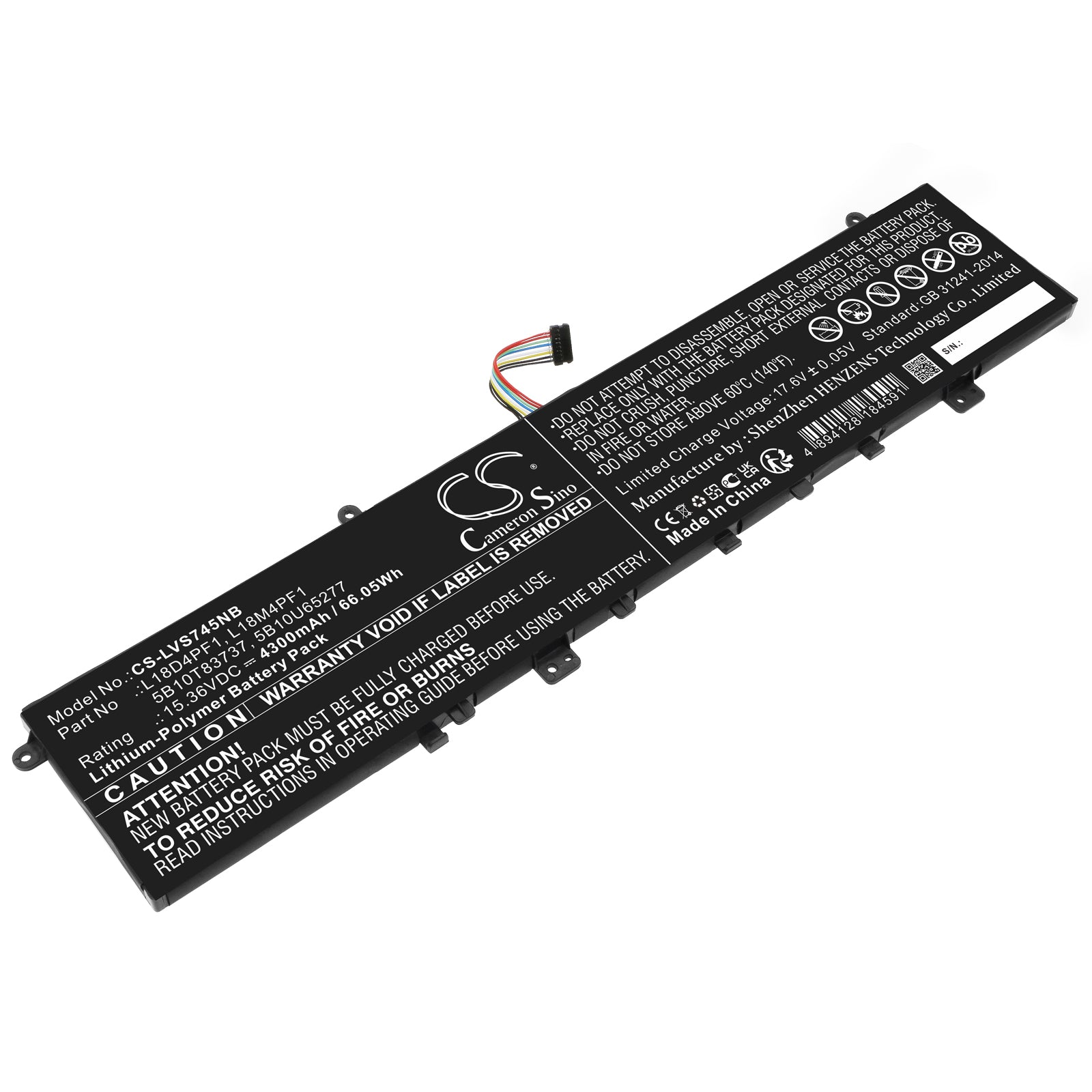 66Wh Battery for Lenovo Yoga S740-15IRH & C940-15IRH Laptops - 4300mAh 15.36V Li-Polymer - Replacement Battery
