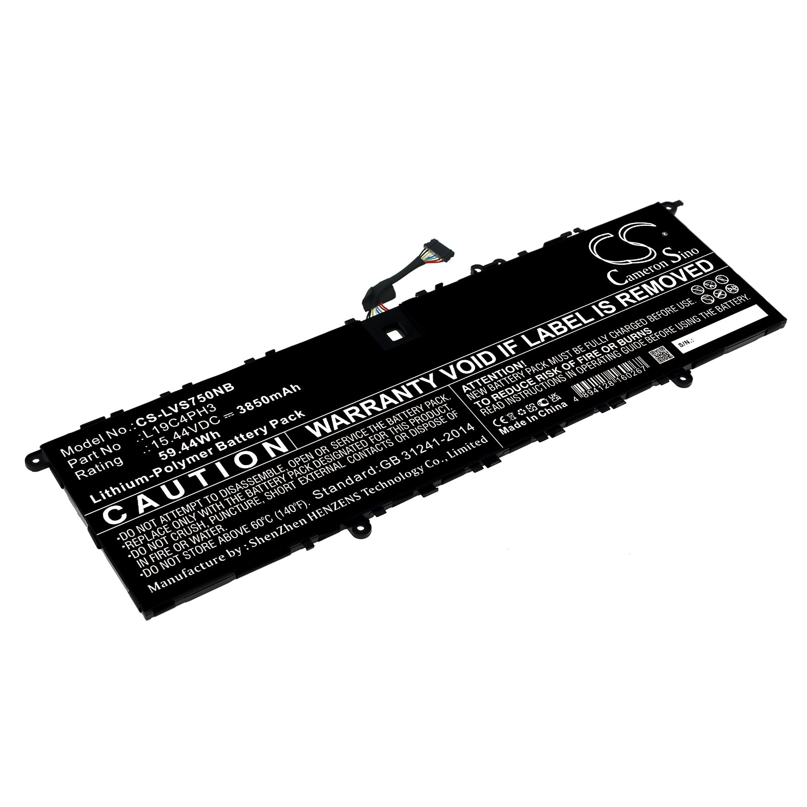 3850mAh Battery for Lenovo Yoga S750-14 Pro, L19C4PH3, 59.44Wh, 15.44V Li-Polymer - Laptop Replacement Battery 
