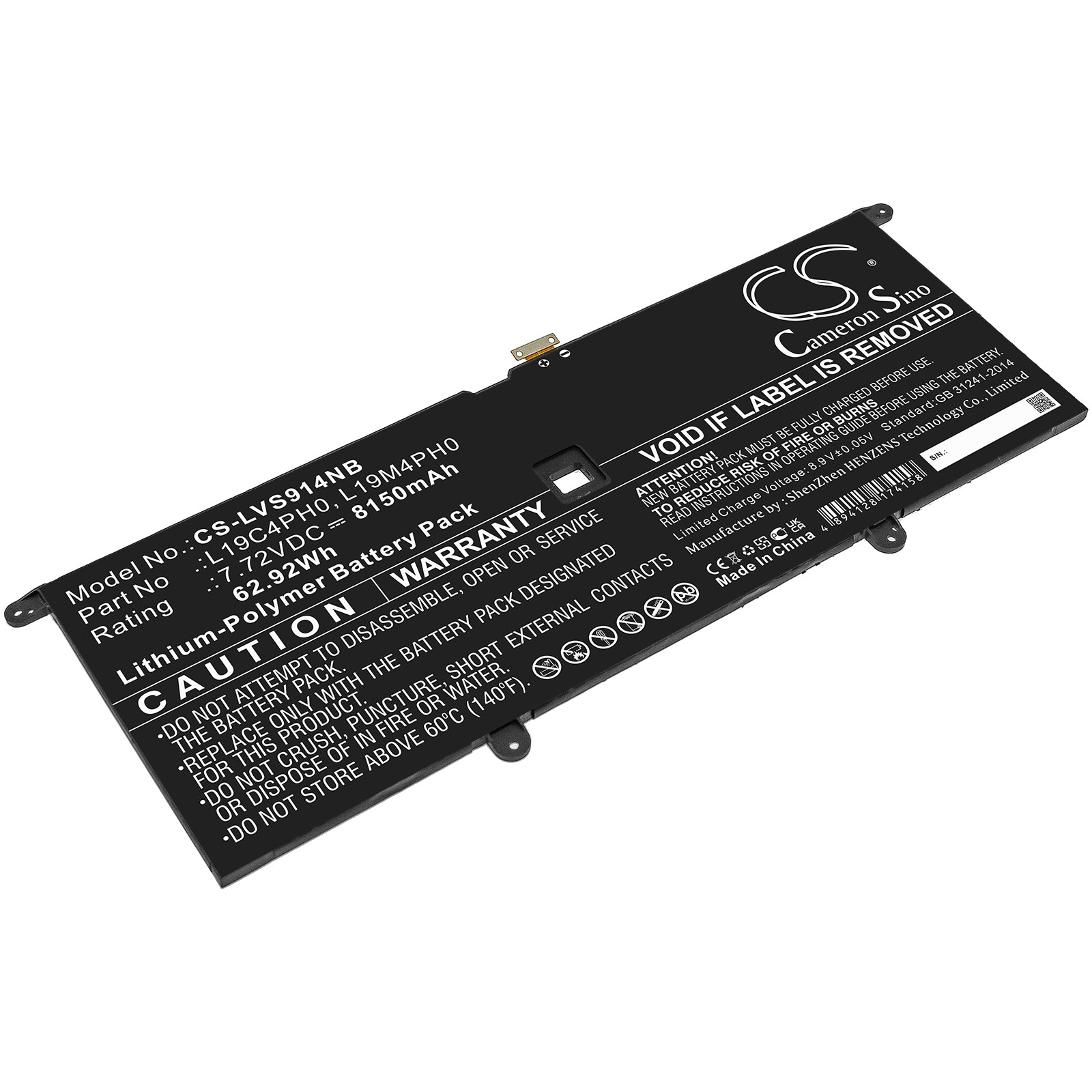 Lenovo Yoga Slim 9 14ITL5 Laptop Battery: 62.92Wh, 8150mAh, 7.72V Li-Polymer - Replacement Power Solution
