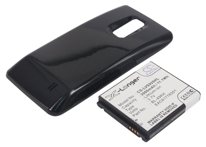3000mAh Replacement Battery for LG Spectrum VS920 - 4G LTE Smartphone, 3.7V Li-ion BL-49KH 
