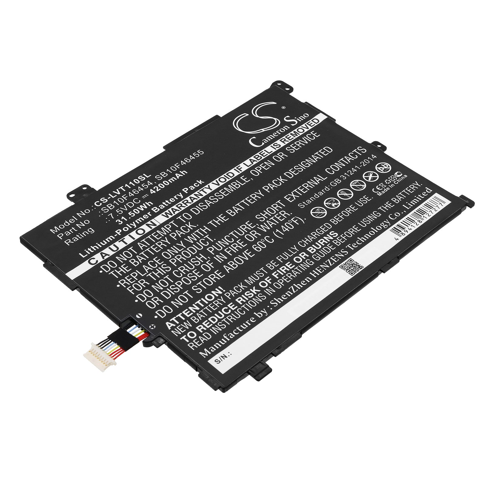 4200mAh Lenovo Thinkpad 10 2nd Gen Tablet Replacement Battery - 7.5V 31.5Wh, Li-Polymer - SB10F46454
