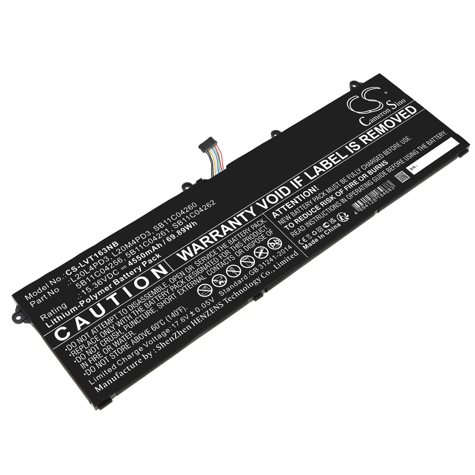 69.89Wh Battery for Lenovo ThinkBook 16p G2/G3 & Legion Slim 7 15ACH6 Series - 15.36V 4550mAh