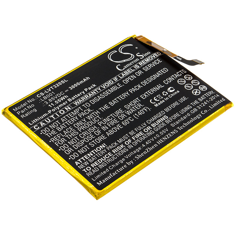 3000mAh Replacement Battery for Lenovo K320T Smartphone - PABY0001CN, LB001 Li-Polymer
