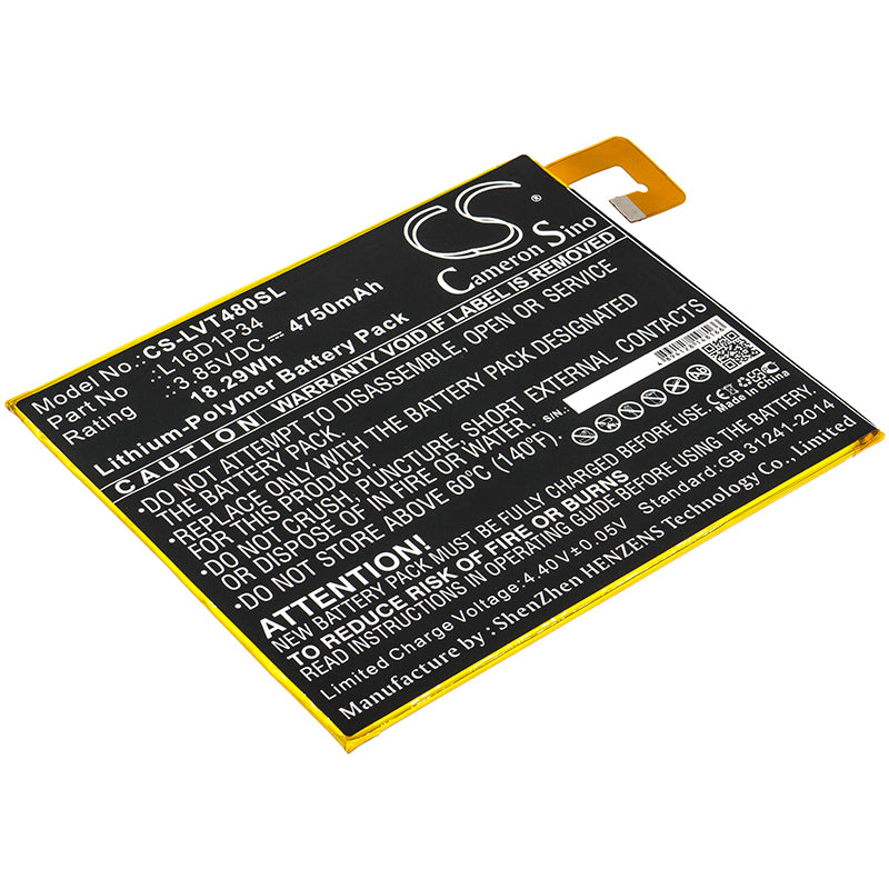 4750mAh Replacement Battery for Lenovo Tab4 8 & 8 Plus - TB-8704X, TB-8504X, TB-8504N (3.85V L16D1P34)
