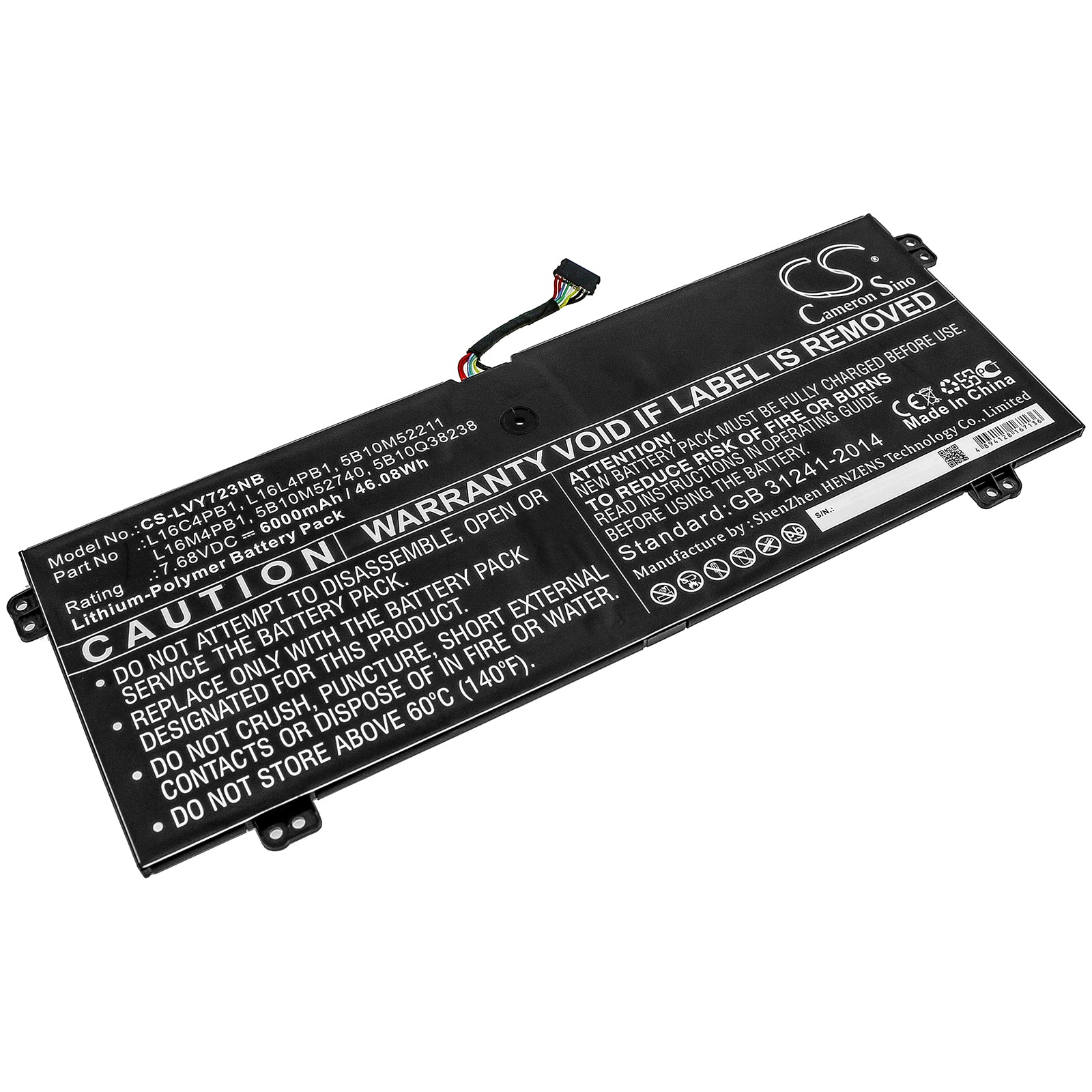 Lenovo Yoga 720-13IKB & 730-13IKB Battery - 7.68V 6000mAh 46.08Wh - Li-Polymer Replacement - Laptop Battery