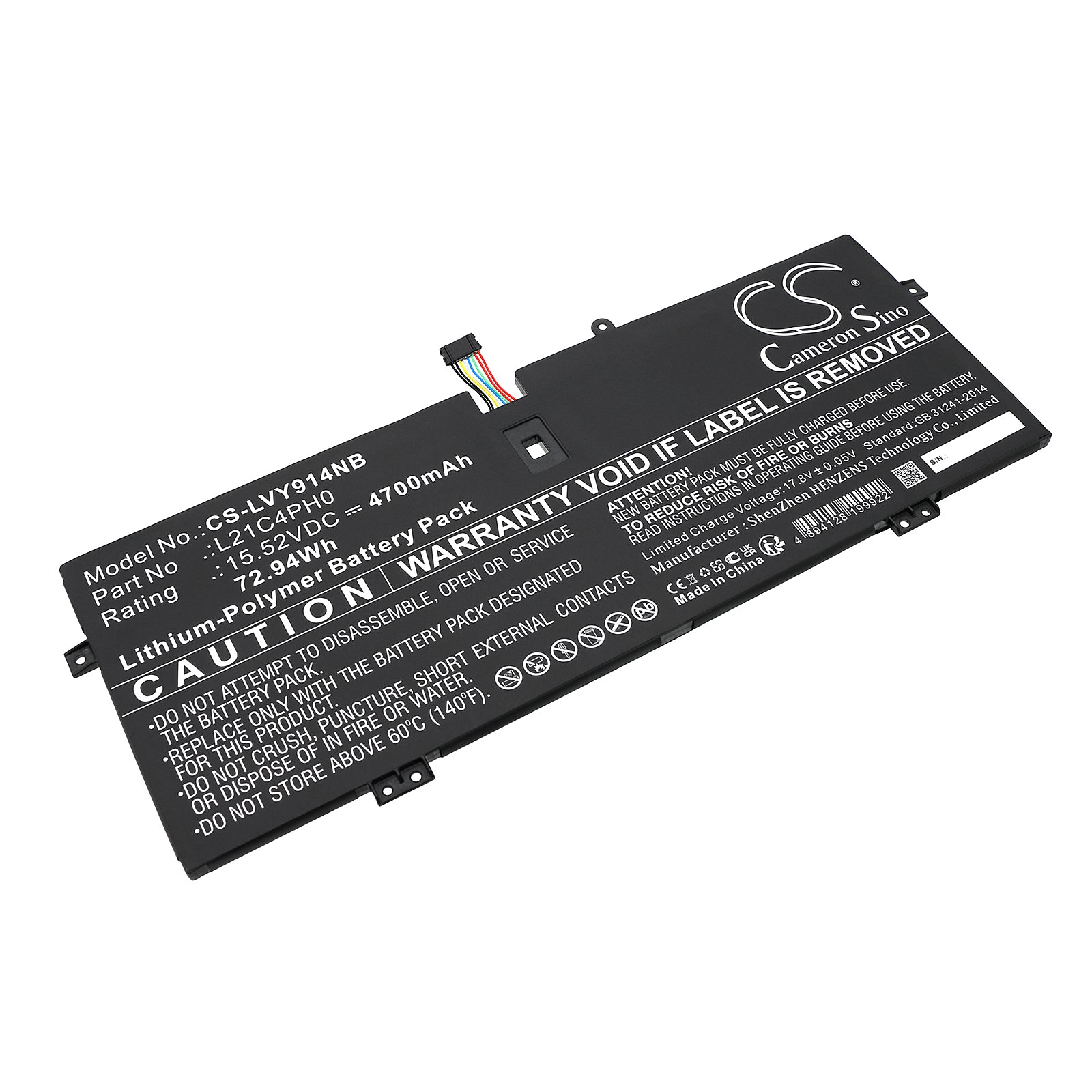 72.94Wh Battery for Lenovo Yoga 9 14" - 14ITL5, 14IAP7, 14IRP8 - 4700mAh 15.52V Li-Polymer Laptop Replacement
