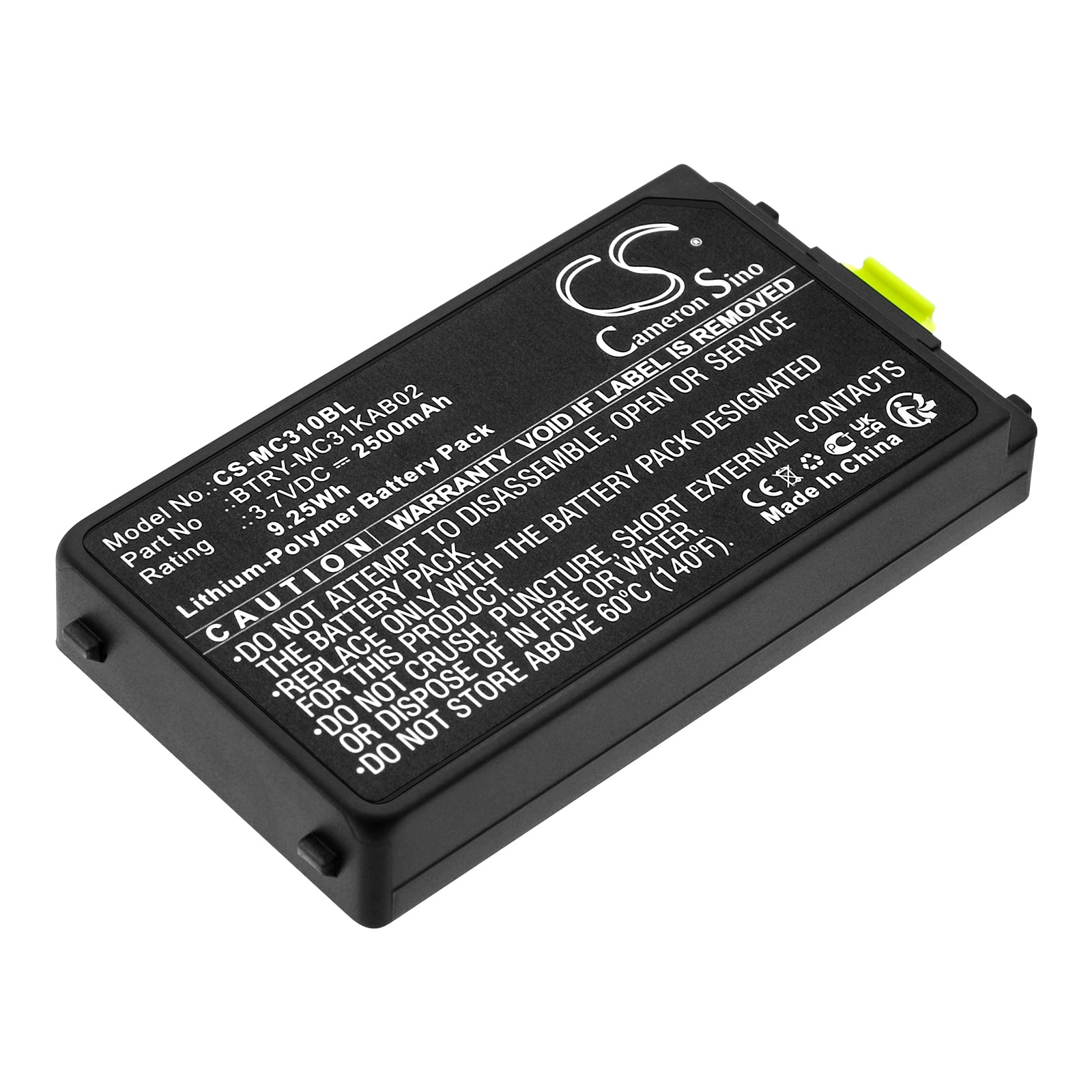 2500mAh 3.7V Replacement Battery for Zebra Symbol MC3100 MC3190G Barcode Scanner - Extended Life Li-Polymer
