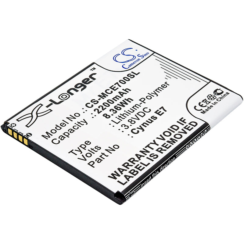 2200mAh 3.8V Li-Polymer Replacement Battery for Mobistel Cynus E7 - 74.25x60.87x4.44mm
