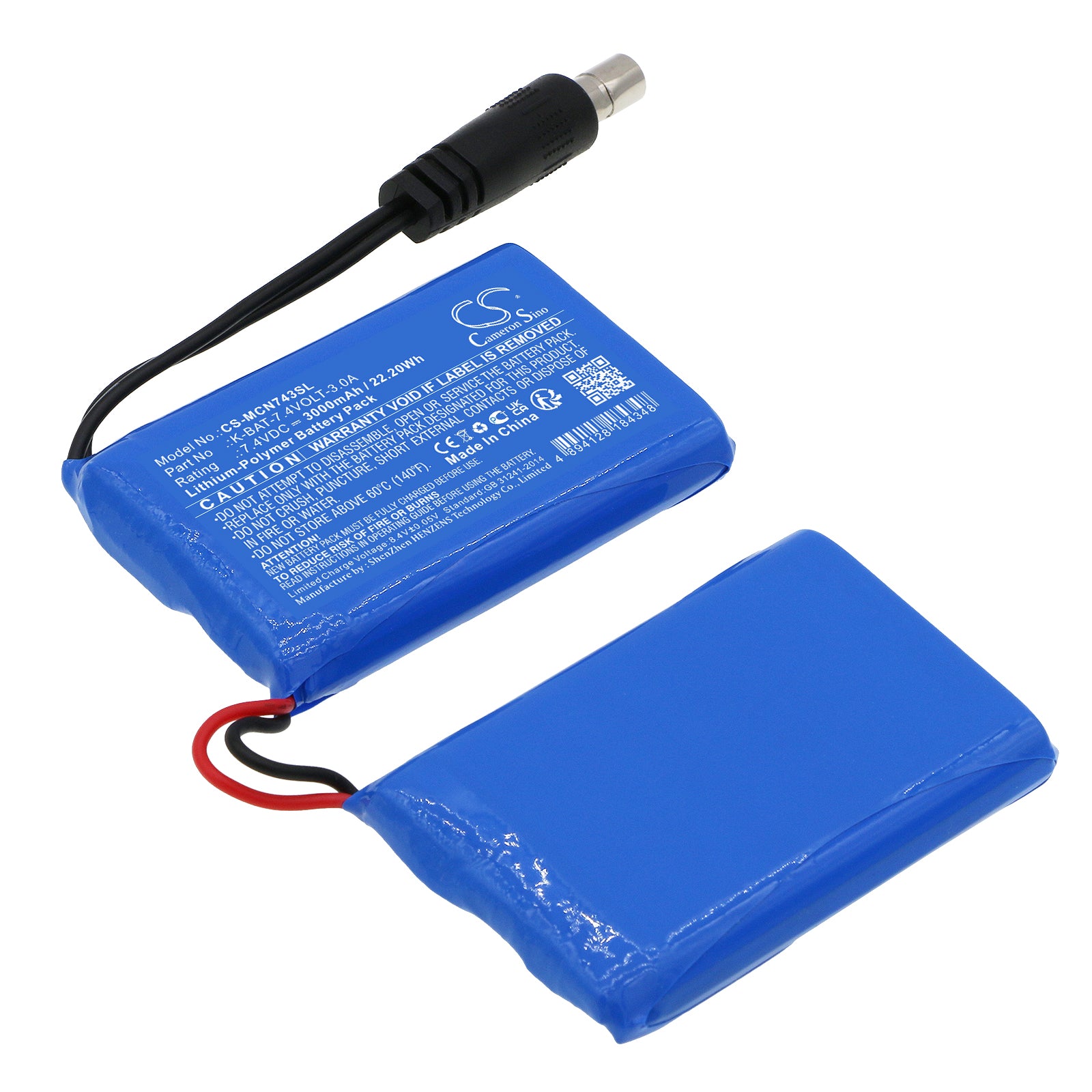 3000mAh 7.4V Heated Gear Battery: Klan-e & Macna Gloves/Socks, 61.5x40.2x10.5mm Li-Polymer Replacement
