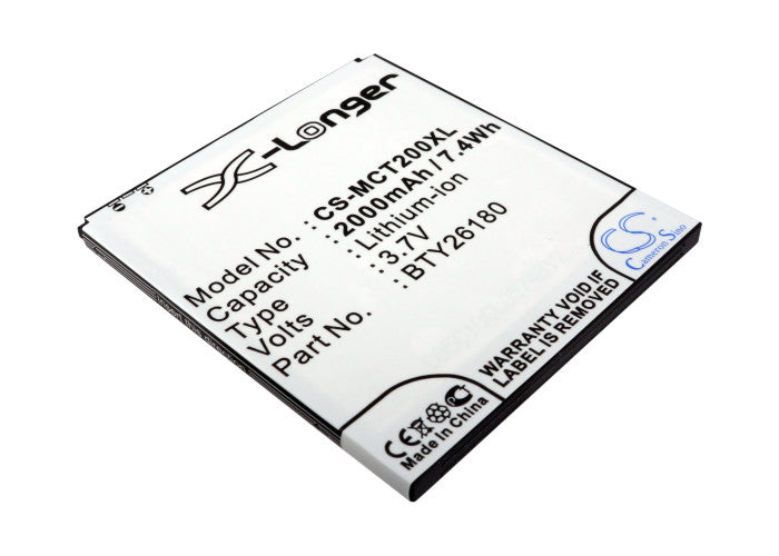 2000mAh Replacement Battery for Brondi Gladiator, 1Mobile, Mobistel Cynus T2 - 70x64x4.5mm Li-ion 3.7V
