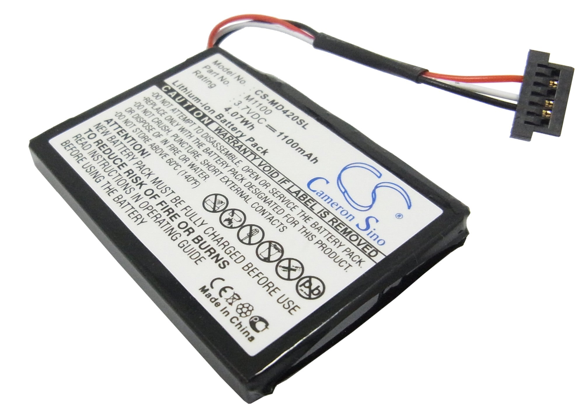 1100mAh 3.7V Li-ion Battery Replacement for Medion GoPal E4240, E4230, E4245 GPS Navigation Device
