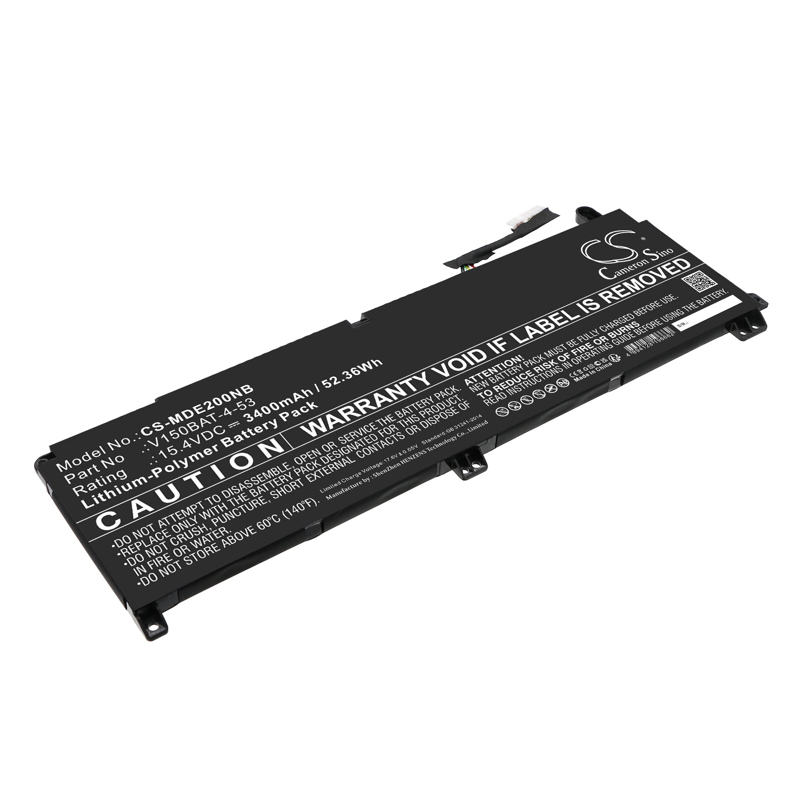 3400mAh Battery for Colorful P16 23, Hasee Z7, Medion Erazer Scout E20 Laptops - 15.4V 52.36Wh Li-Polymer Replacement
