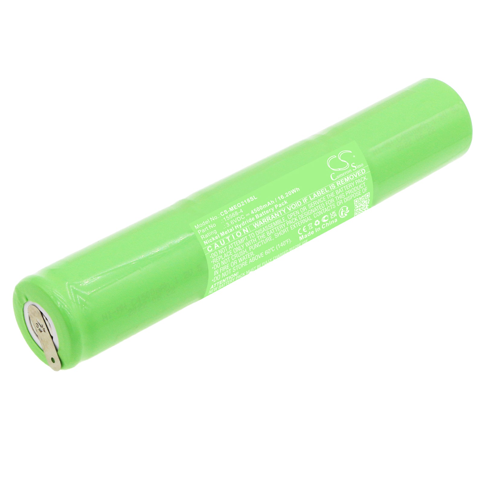 4500mAh Replacement Battery for Megger Survey & Test Equipment, 3.6V 16.2Wh Ni-MH, 148x25.8mm
