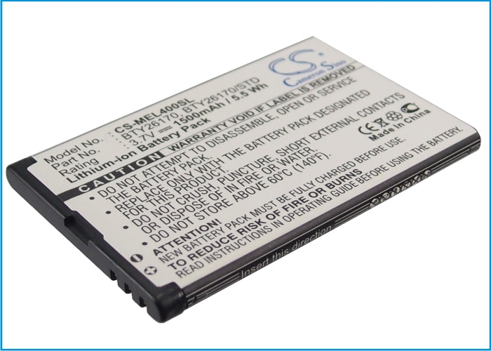 1500mAh 3.7V Replacement Battery for Elson/Mobistel EL400 Smartphones - Li-ion (66x43.5x5mm)
