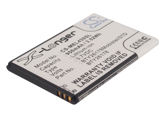 950mAh Battery Replacement for Mobistel EL430 & EL430 Dual Mobile Smartphone - 3.7V Li-ion

