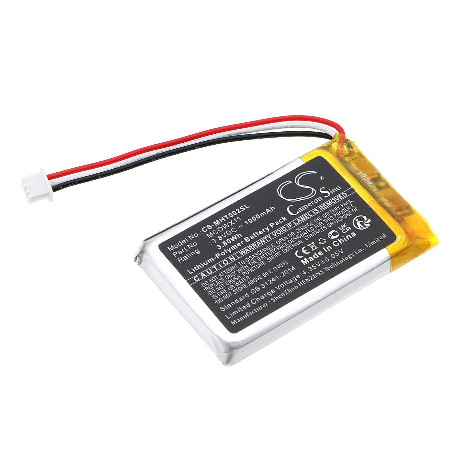 1000mAh Replacement Battery for Microsoft TLL-00002 Wireless Headset - 3.8V, 3.8Wh, Li-Polymer
