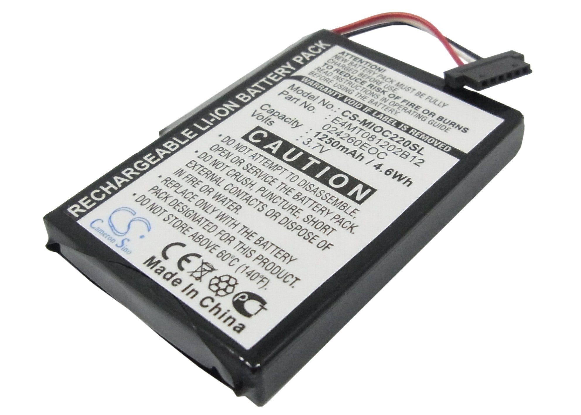 1250mAh Li-ion Replacement Battery for Clarion MAP770 GPS & Medion GoPal PNA - 3.7V, 4.63Wh
