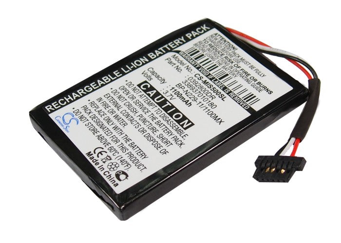 Replacement 1100mAh Battery for Mitac Mio Moov S500 S556 GPS - 3.7V Li-ion Navigator Battery, 50x36x6mm
