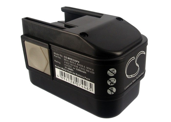 9.6V 3300mAh Ni-MH Battery for AEG 2000 Power Tools, Milwaukee PCS6T & PES9.6 Light (103x63x67mm)
