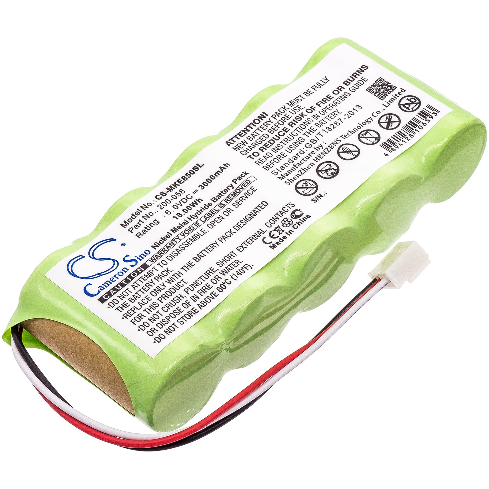 6V 3000mAh Ni-MH Replacement Battery for GE Magna-Mike 8500 Thickness Gauge, Survey & Test Equipment; Replaces 200-058
