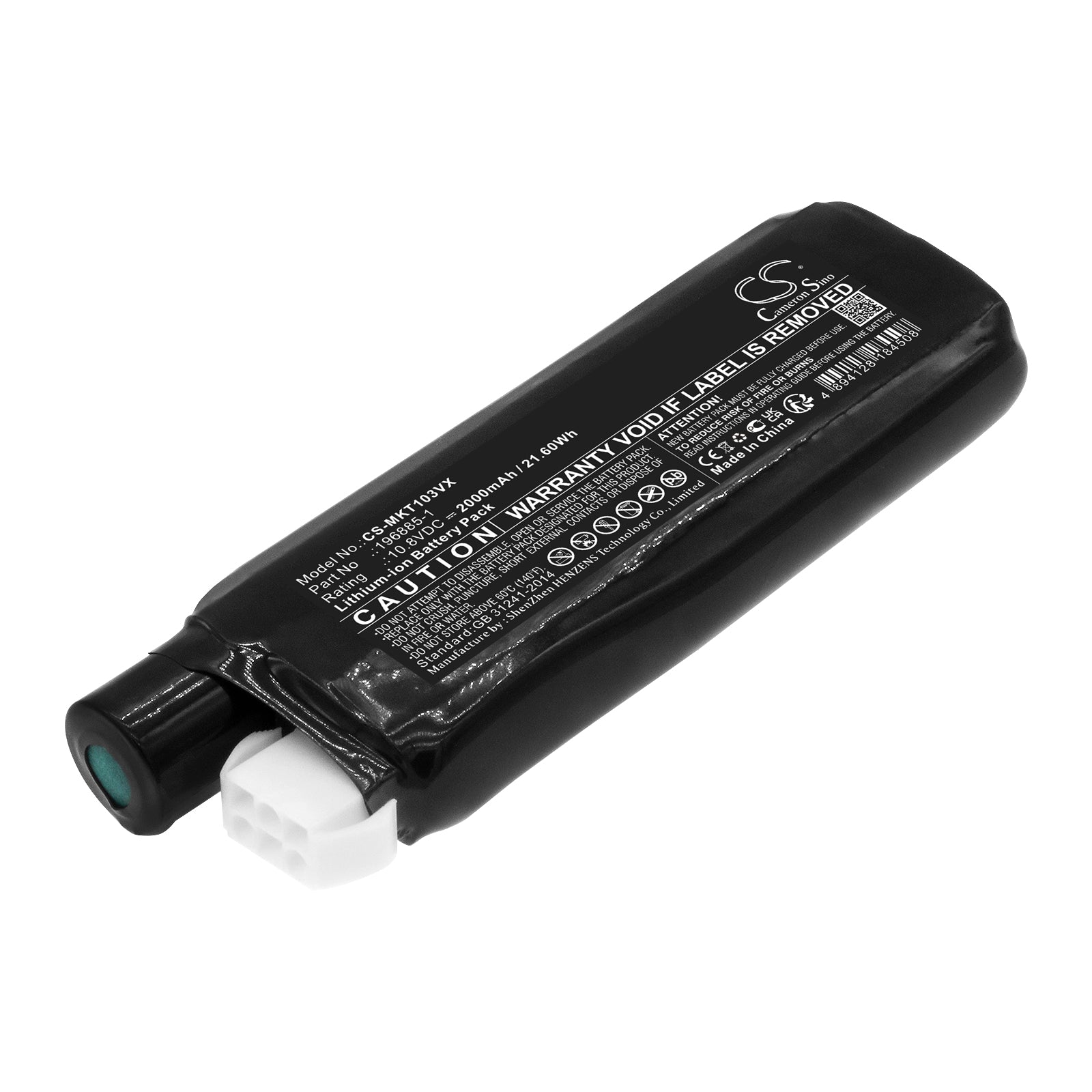 10.8V 2000mAh Li-ion Replacement Battery for Makita CL103D, CL105D, CL110D Cordless Vacuum - 196885-1
